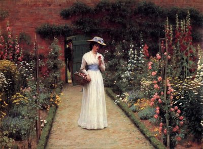 Dame im Garten von Edmund Leighton